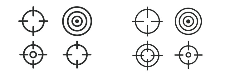 Various target symbols arranged in a grid illustrating design options for aiming or focusing
