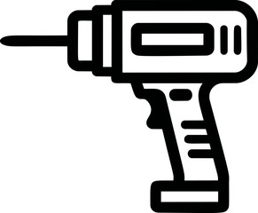 Fototapeta premium Black and white line illustration of a cordless drill icon