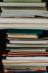 Art books on library shelves in the library