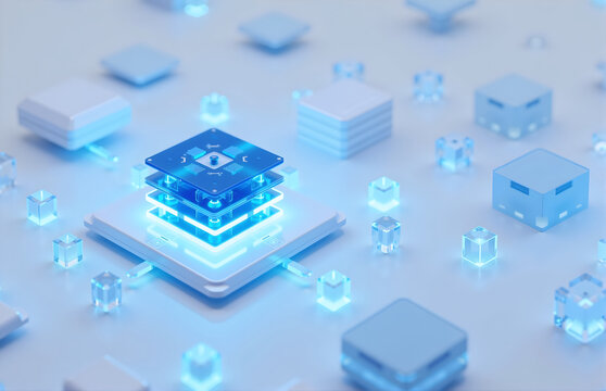 3D Tech Chip Concept Image