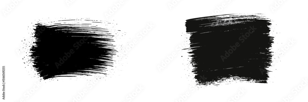 Poster black paint strokes on white background create a contrast for artistic expression and design project