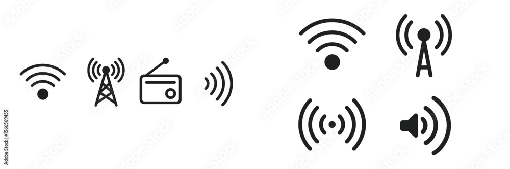 Poster illustration of communication signals representing wireless technology and transmission methods in a