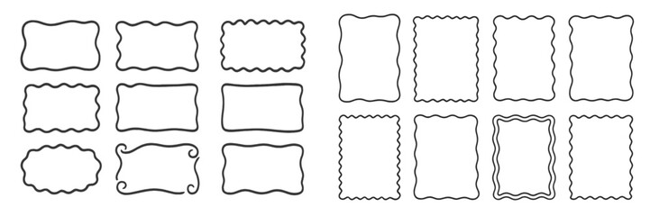 Different styles of decorative frames for artistic and design purposes displayed on a white background