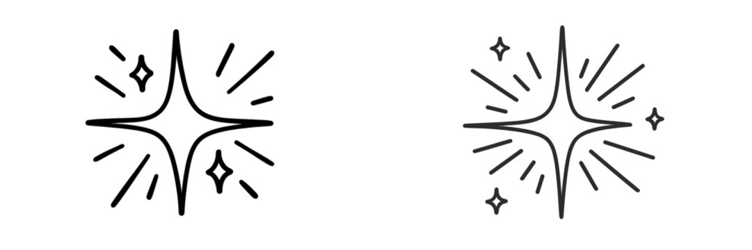 Unique starburst designs with different line thicknesses and sparkle accents displayed together for comparison
