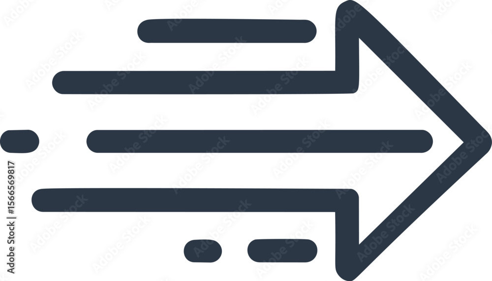 Poster Black right arrow with speed lines, vector symbol