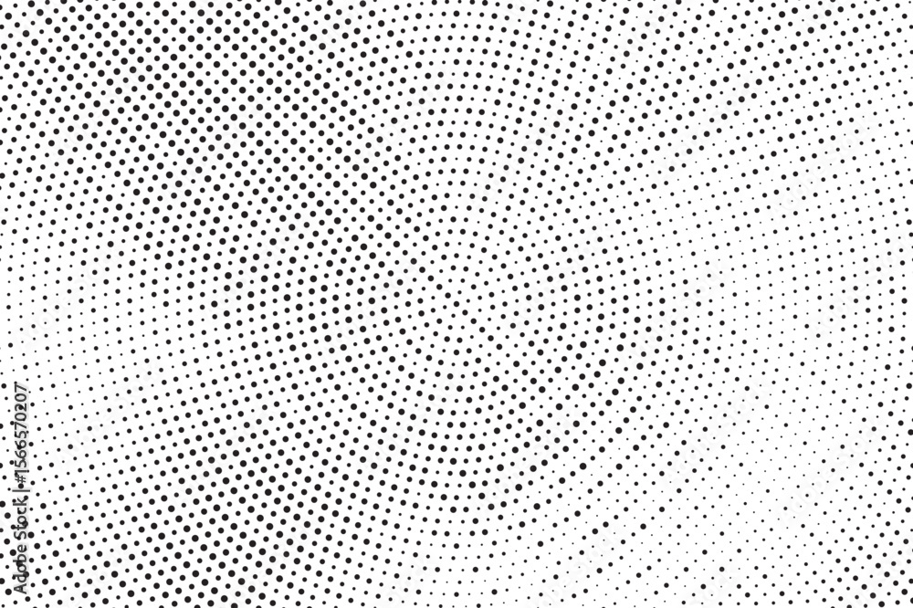 Poster Radial halftone gradient background. Dotted concentric texture with fading effect. Black and white circle shade wallpaper. Grunge rough vector. Monochrome backdrop