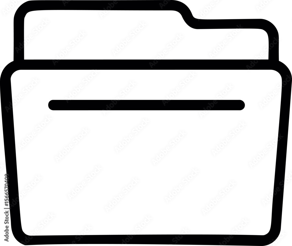 Poster outline of a folder icon in black and white, minimalist vector art