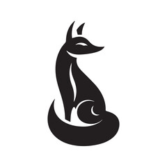 Fox Silhouette Icon Vector Sitting Wildlife Design