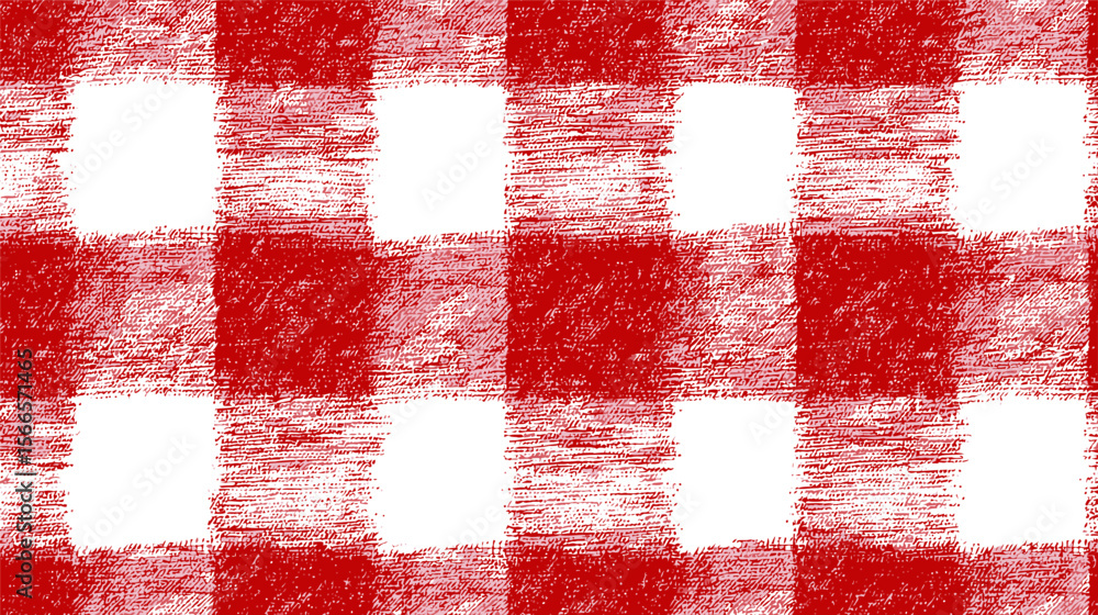 Poster red and white checkered pattern with textured effect on a flat surface