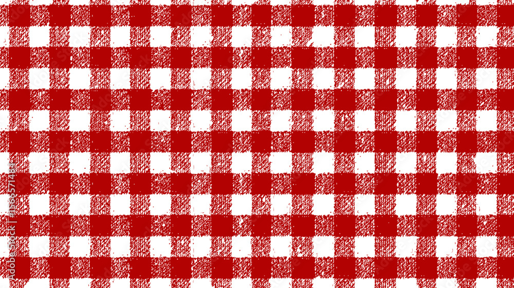Poster red and white gingham checkered pattern background with a textured effect