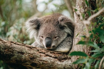Obraz premium A Koala's Peaceful Slumber in the Wild