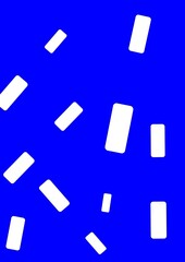 Abstract white shapes on blue background with geometric design  