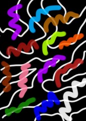Abstract colorful lines and patterns on a black background  