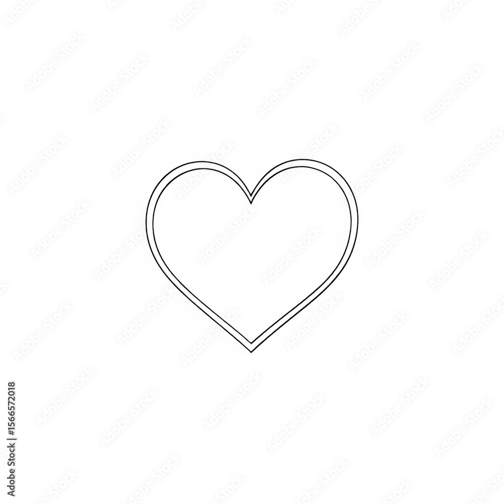 Poster isolated image of a double outlined heart shape in black against a plain white background centered