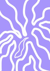 Abstract lines on lavender background in modern minimalist style  