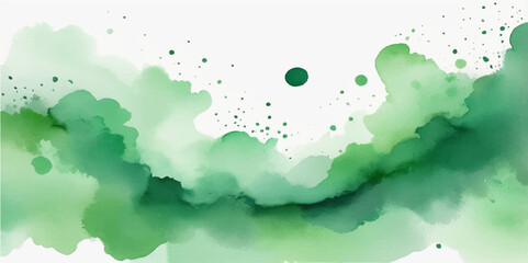 Obraz premium Green Watercolor Vector Background with Copy Space for Text