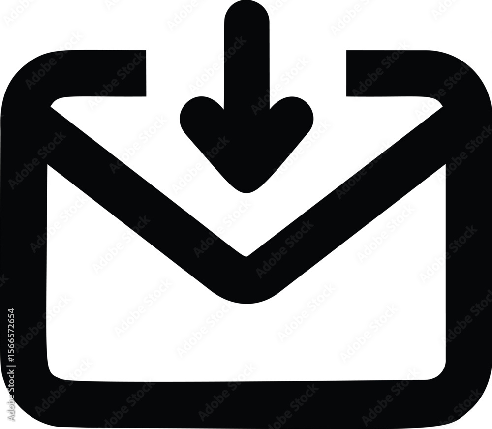 Poster Black envelope with arrow symbol representing email inbox icon design