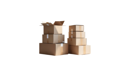 Stacked Cardboard Boxes - Shipping, Storage, and Logistics Concept