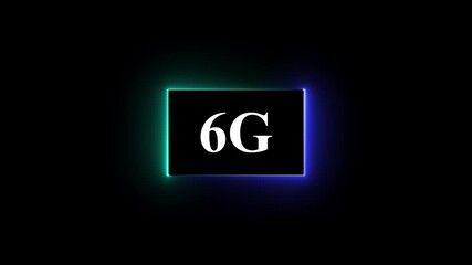 High-tech glowing 6g icon animation, on black background 6g high speed network communication technology animation 6g internet networking technology text icon. - Powered by Adobe