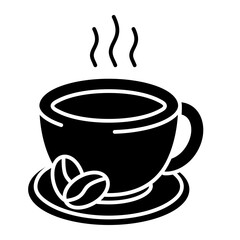 Coffee cup. cup, mug, beverage, drink, hot, espresso, caffeine. Vector Icon Illustration