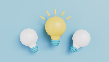 One out unique idea light bulb, Concept and solution light bulb icon set