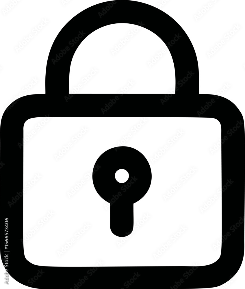 Poster black and white padlock icon symbolizing security and privacy