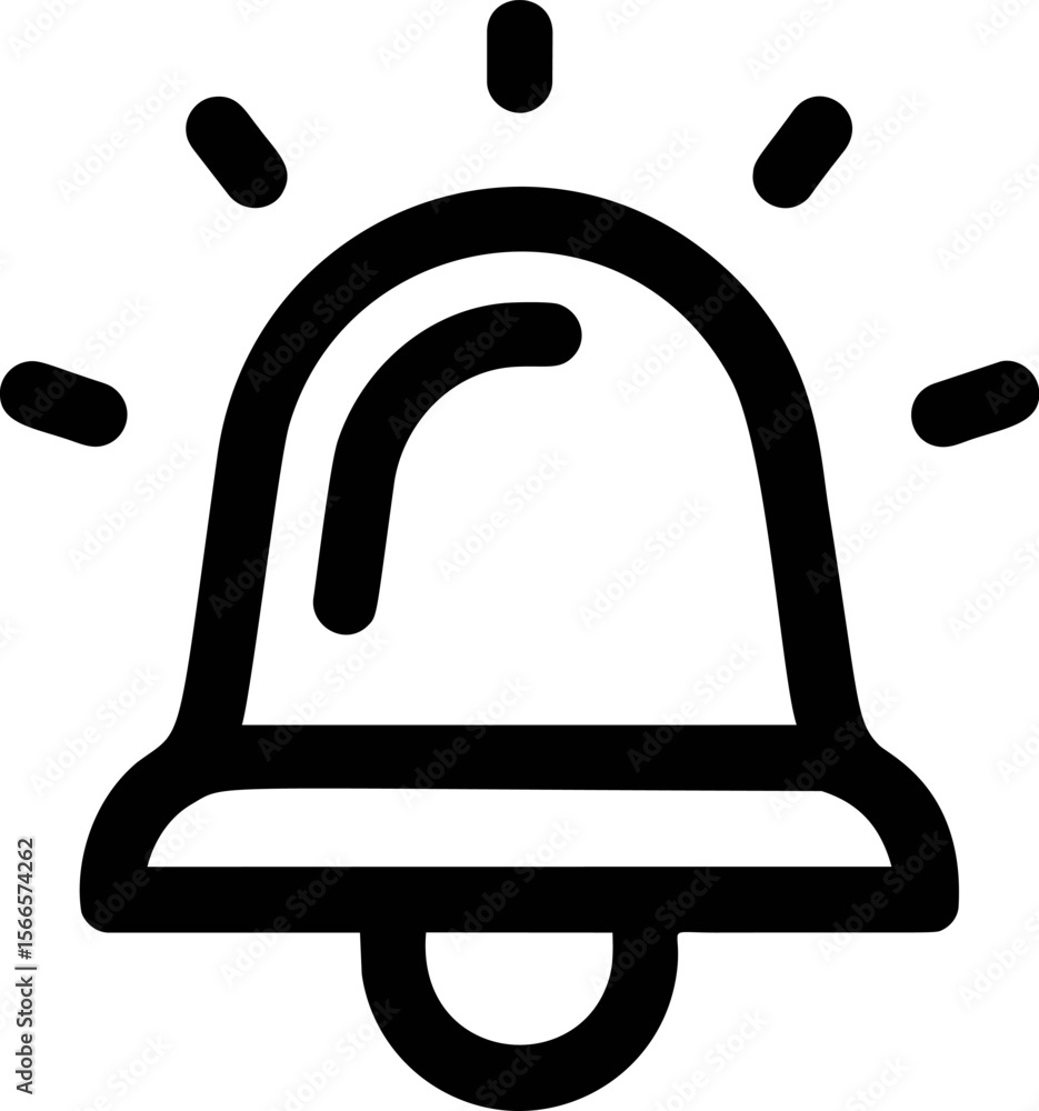 Poster alarm bell icon with vibration lines in simple black and white design
