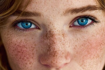 Fototapeta premium the intricate patterns of freckles on a young woman's face