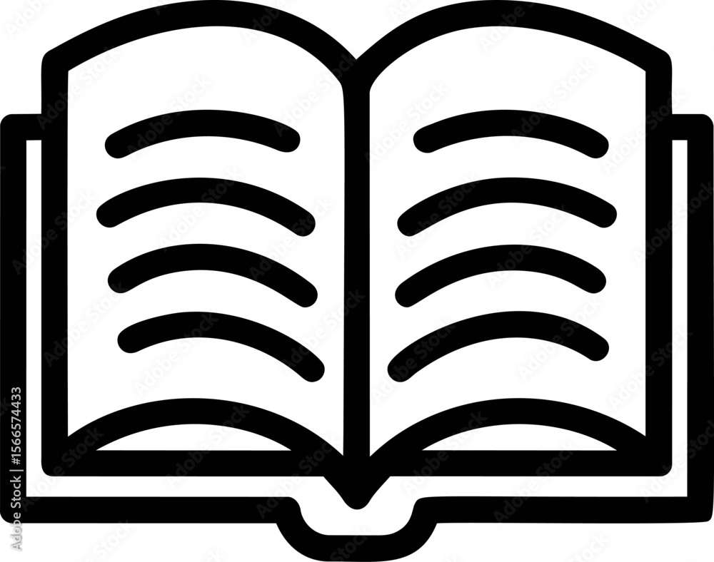 Poster open book icon with bold black outlines and simple