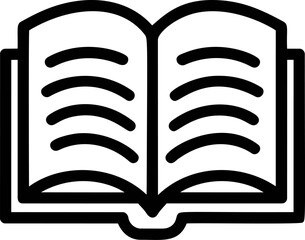 Open book icon with bold black outlines and simple