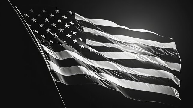 heritage waving american flag black and white - Powered by Adobe