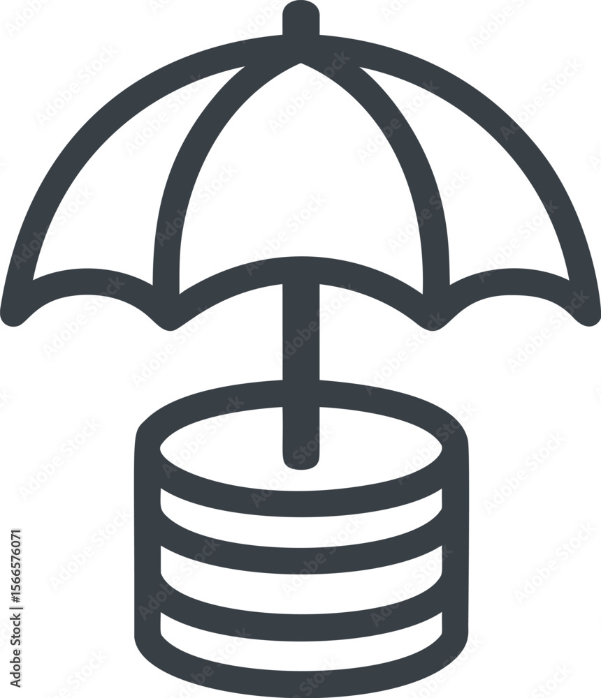 Poster Simple icon of a database under an umbrella symbolizing data protection