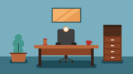 Fototapeta premium A 3D illustration of a businessman sitting at a table with a laptop, working in a modern office meeting room with other people