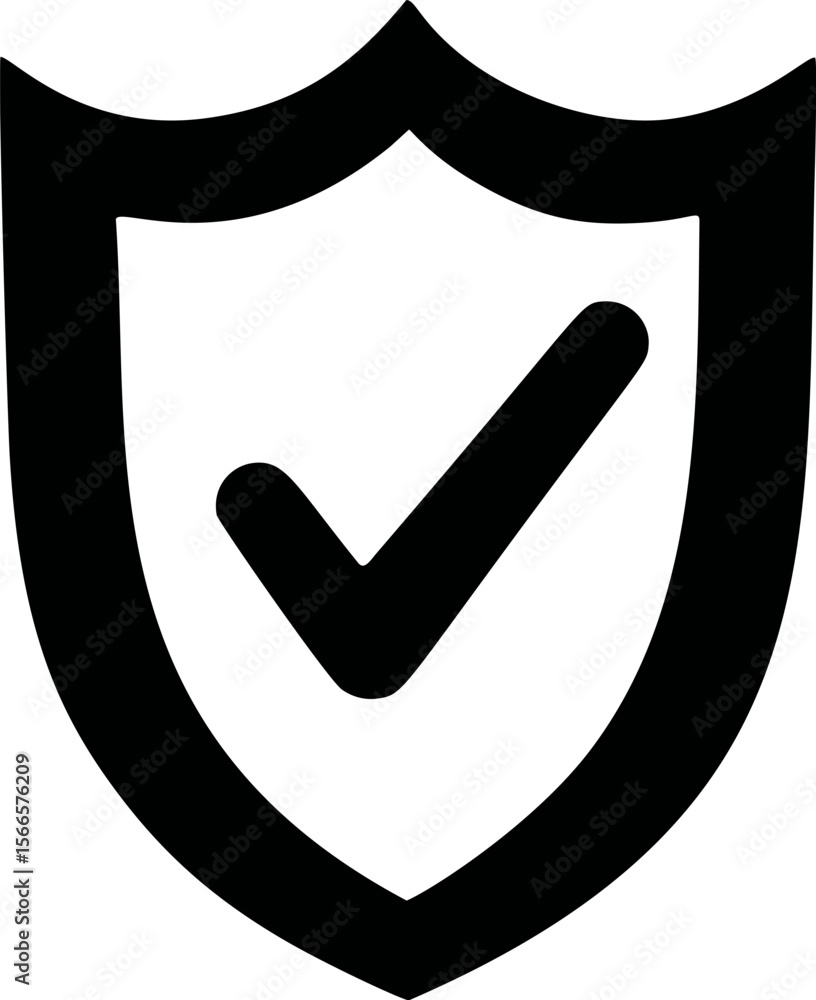 Poster Black shield with check mark symbolizing security and trust