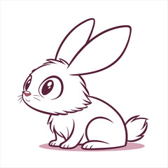 Cute Cartoon Bunny Sitting Side View Vector Rabbit Illustration ,ai generator