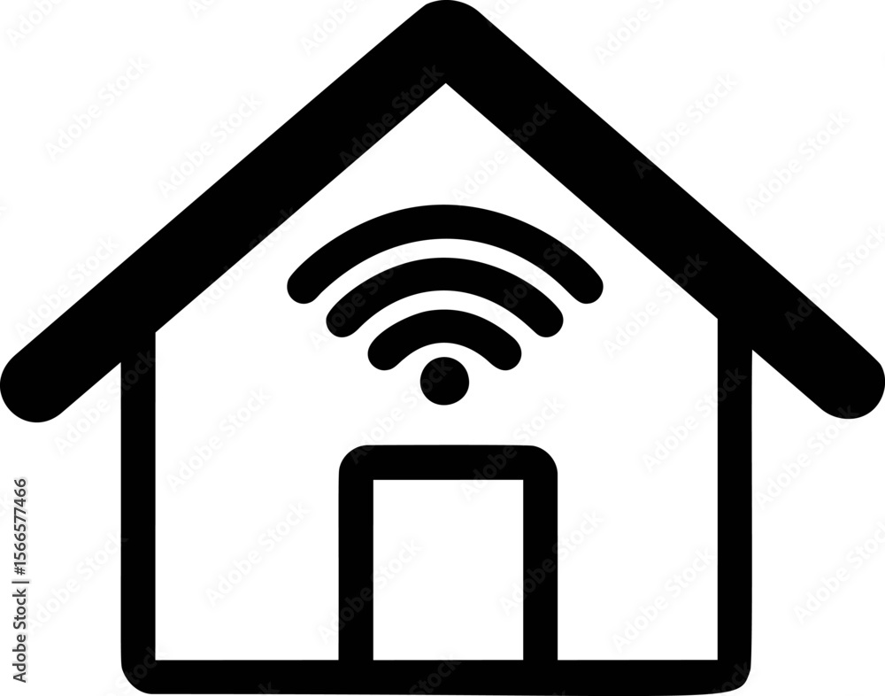 Poster smart home symbol with wifi icon in black and white design