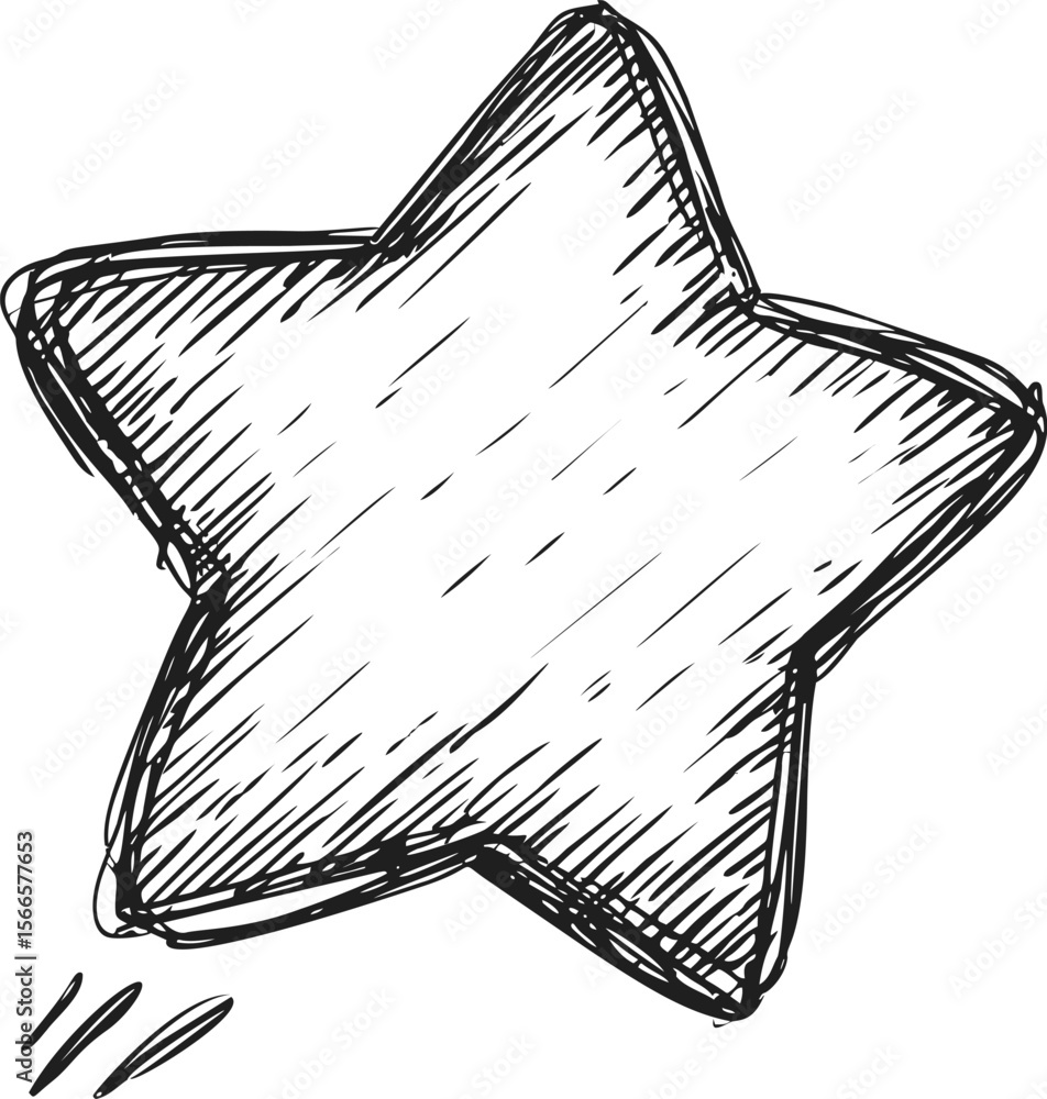 Poster hand-drawn sketch of a five-pointed star with shaded details