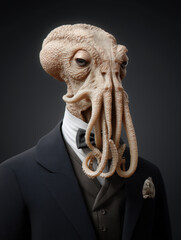 Octopus-headed gentleman in elegant black suit
