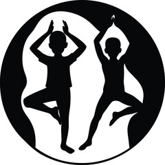 silhouettes of yoga poses