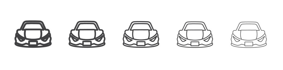 car icon flat thin illustration symbol