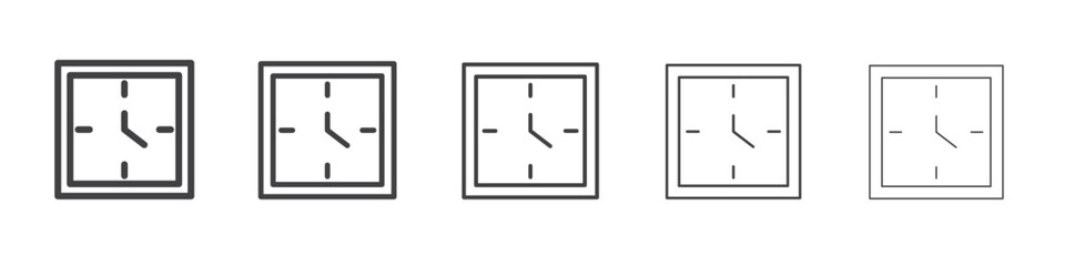 clock icon flat thin illustration symbol