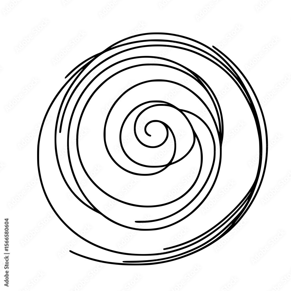 Poster abstract spiral design in a single line outline vector style