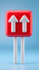 3D traffic sign, Traffic icon depicting height restriction with upward arrows.