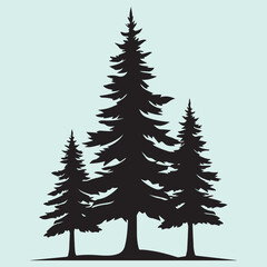 Obraz premium Pine Tree Branch Silhouette Natural Woodland Illustration
