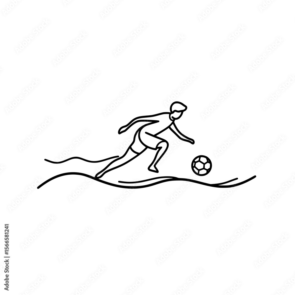 Poster editable soccer player icon vector for mobile app web interface and sports related prints