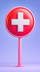 Obraz premium 3D traffic sign, No parking zone icon with a red cross on a blue background