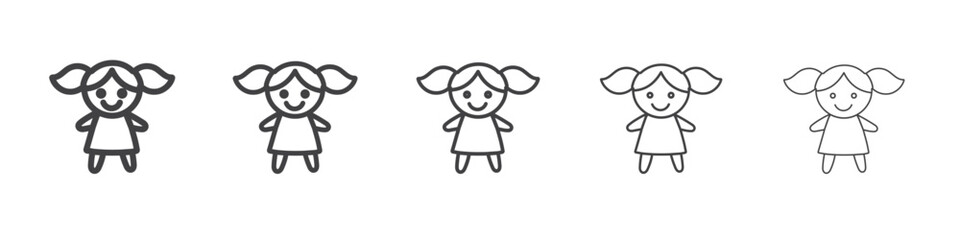 doll icon flat thin illustration symbol