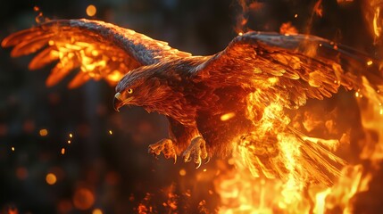 Photorealistic Fire Hawk  