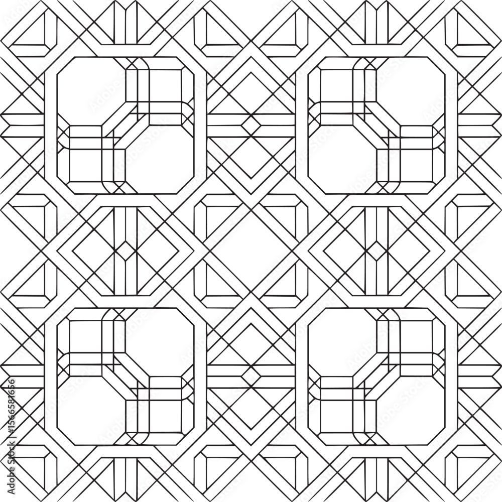 Poster geometric art deco pattern background design with seamless linear texture and vintage style illustra