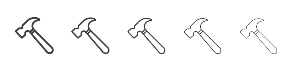 hammer icon flat thin illustration symbol
